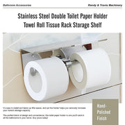 Stainless Steel Double Toilet Paper Holder Towel Roll Tissue Rack Storage Shelf V63-825811