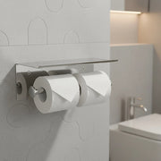Stainless Steel Double Toilet Paper Holder Towel Roll Tissue Rack Storage Shelf V63-825811