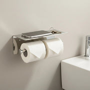Stainless Steel Double Toilet Paper Holder Towel Roll Tissue Rack Storage Shelf V63-825811