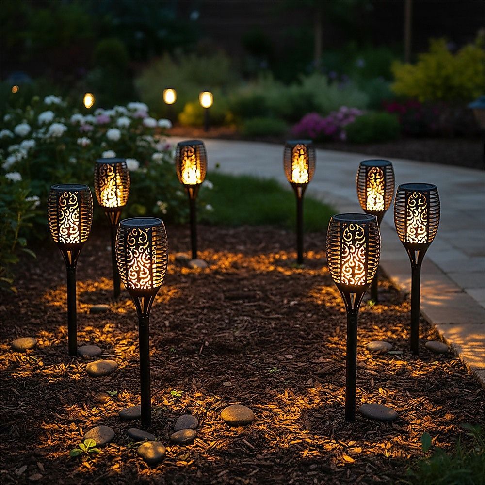 10 Pack Solar Torch Lights 96 LED Flickering Lighting Dancing Flame Garden Lamp V63-825821