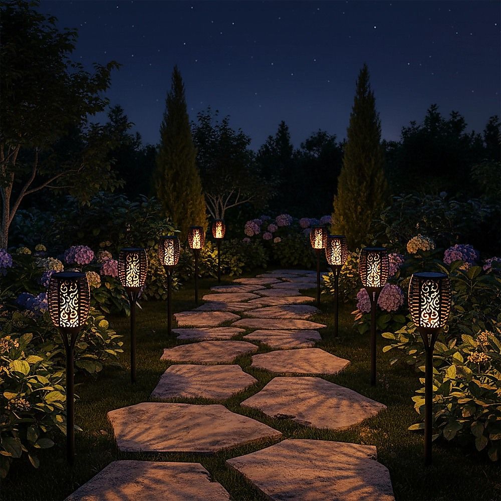 10 Pack Solar Torch Lights 96 LED Flickering Lighting Dancing Flame Garden Lamp V63-825821