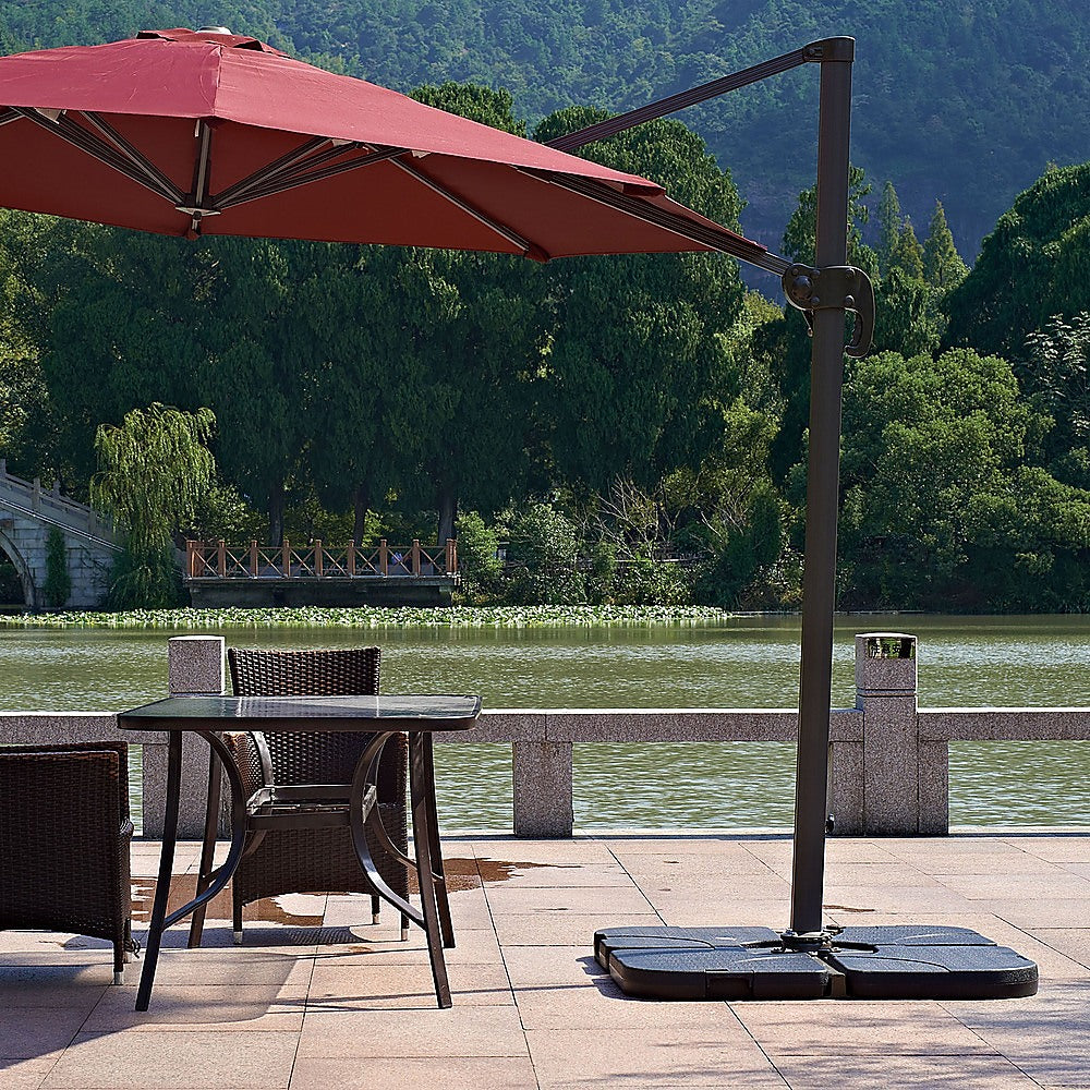 Outdoor Patio 4-Piece Cantilever Offset 3M Umbrella Base Stand Weight Water Sand V63-825831