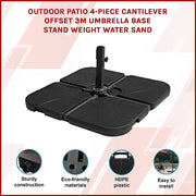 Outdoor Patio 4-Piece Cantilever Offset 3M Umbrella Base Stand Weight Water Sand V63-825831