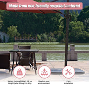 Outdoor Patio 4-Piece Cantilever Offset 3M Umbrella Base Stand Weight Water Sand V63-825831