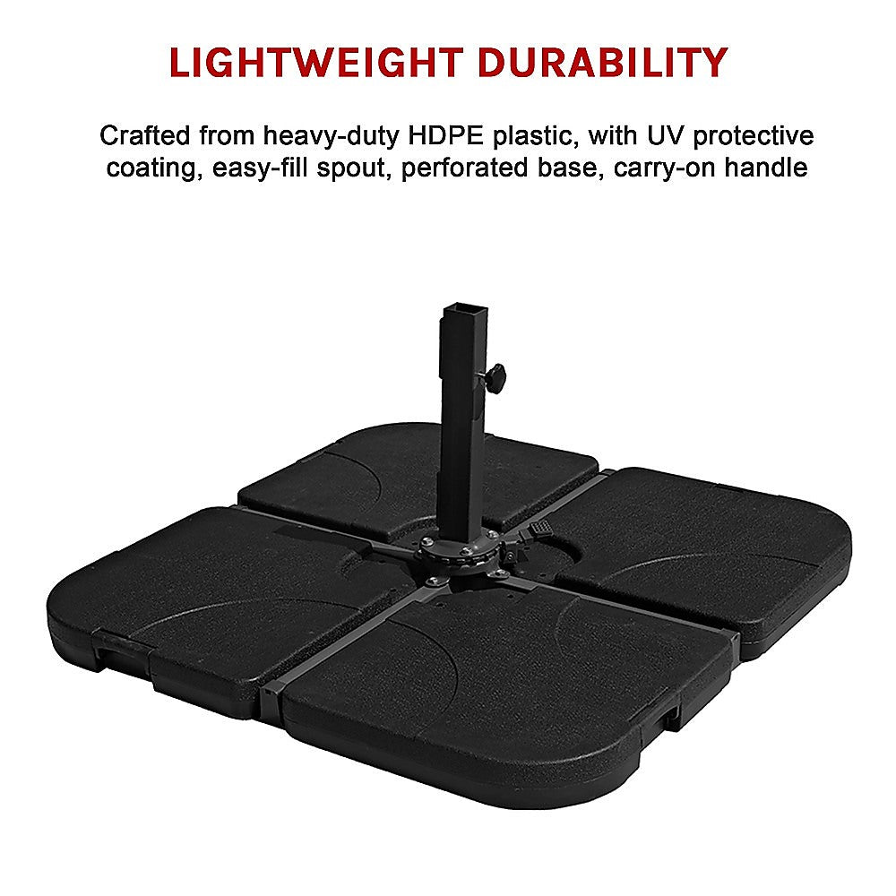 Outdoor Patio 4-Piece Cantilever Offset 3M Umbrella Base Stand Weight Water Sand V63-825831
