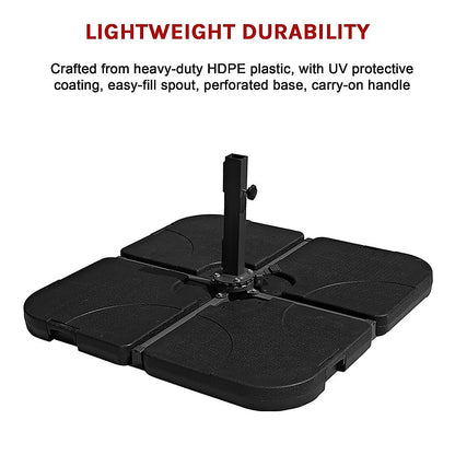 Outdoor Patio 4-Piece Cantilever Offset 3M Umbrella Base Stand Weight Water Sand V63-825831