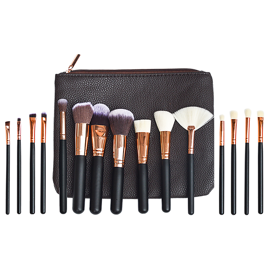 Soft 15Pcs Pro Face Powder Makeup Brushes Set Eyeshader Blending Highlight Tools V63-825851