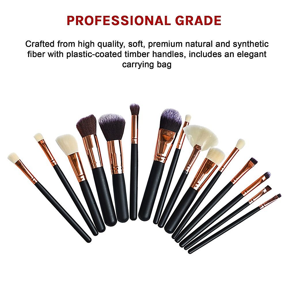 Soft 15Pcs Pro Face Powder Makeup Brushes Set Eyeshader Blending Highlight Tools V63-825851