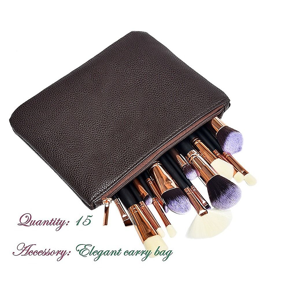 Soft 15Pcs Pro Face Powder Makeup Brushes Set Eyeshader Blending Highlight Tools V63-825851
