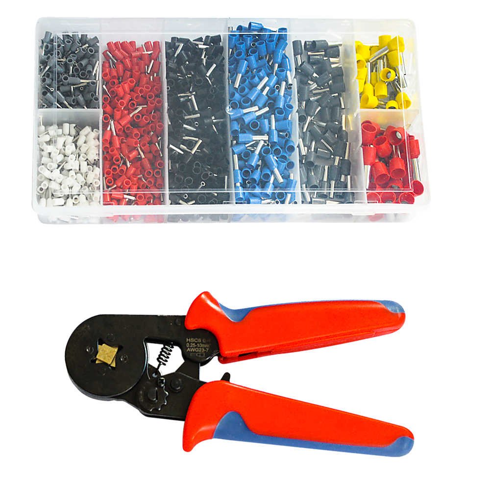 1200Pcs Bootlace Ferrule Crimper kit 0.25-10mm2 Cord End Ratchet Crimping Tool V63-825861