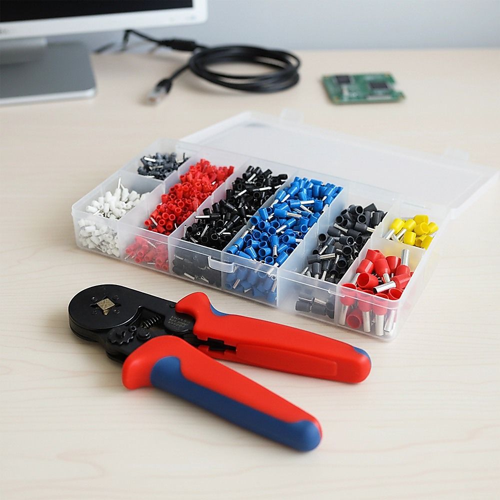 1200Pcs Bootlace Ferrule Crimper kit 0.25-10mm2 Cord End Ratchet Crimping Tool V63-825861