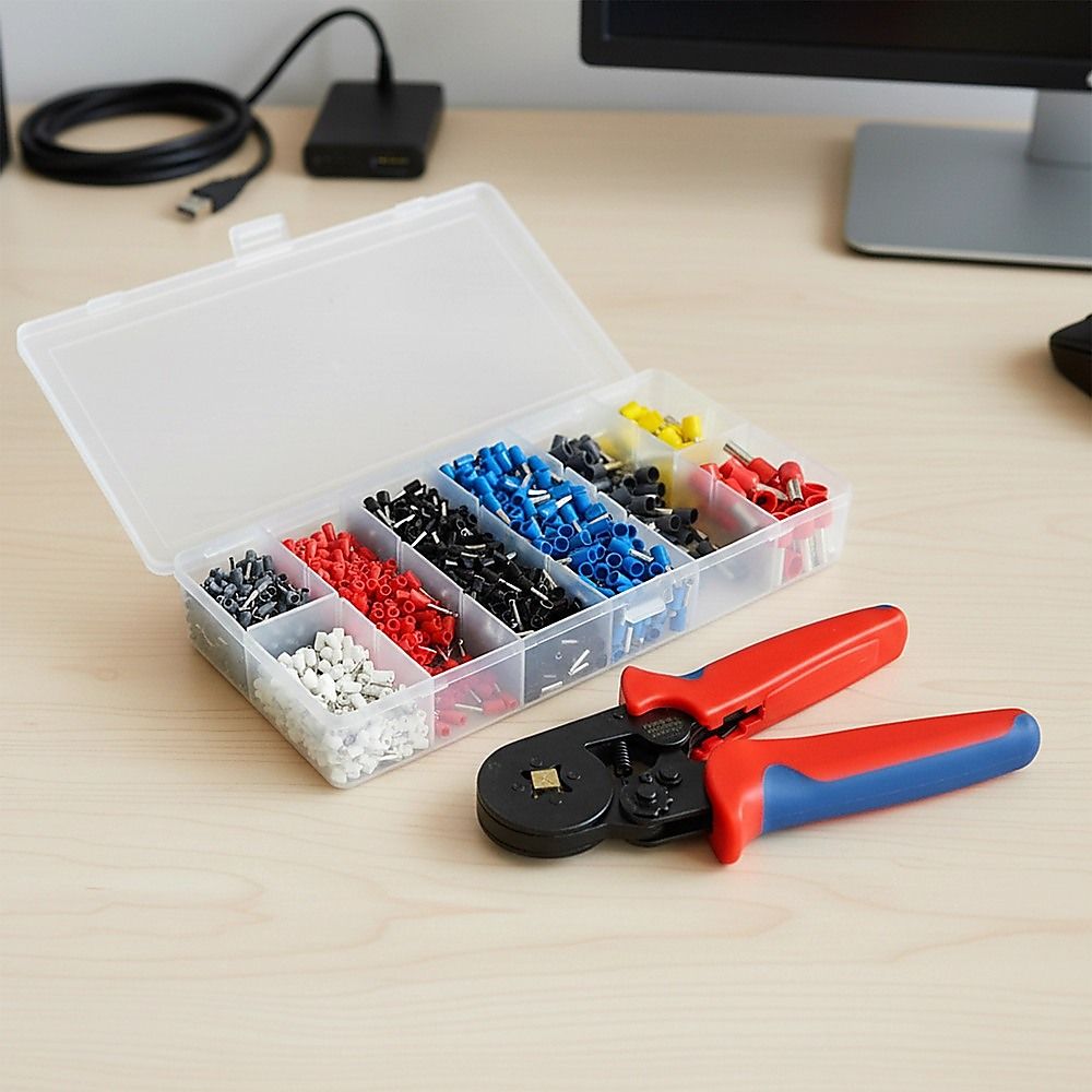 1200Pcs Bootlace Ferrule Crimper kit 0.25-10mm2 Cord End Ratchet Crimping Tool V63-825861