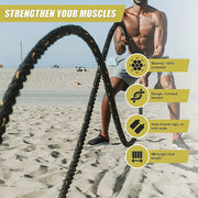 Battle Rope Dia 3.8cm x 9M length Poly Exercise Workout Strength Training V63-825871