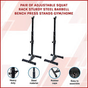 Adjustable Squat Rack Pair Steel Barbell Bench Press Stands Gym Home V63-825881