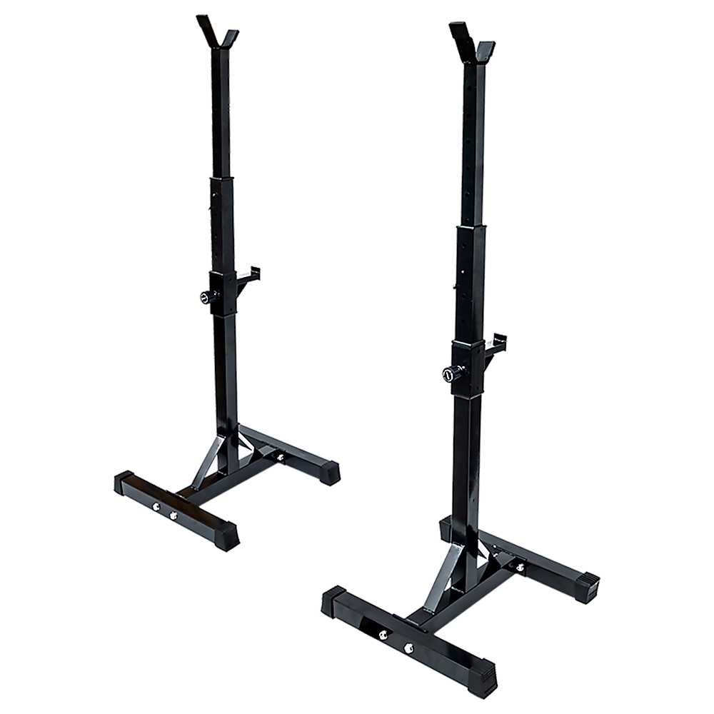 Adjustable Squat Rack Pair Steel Barbell Bench Press Stands Gym Home V63-825881
