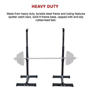Adjustable Squat Rack Pair Steel Barbell Bench Press Stands Gym Home V63-825881