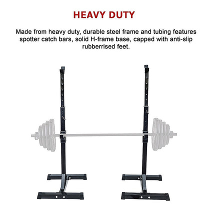 Adjustable Squat Rack Pair Steel Barbell Bench Press Stands Gym Home V63-825881