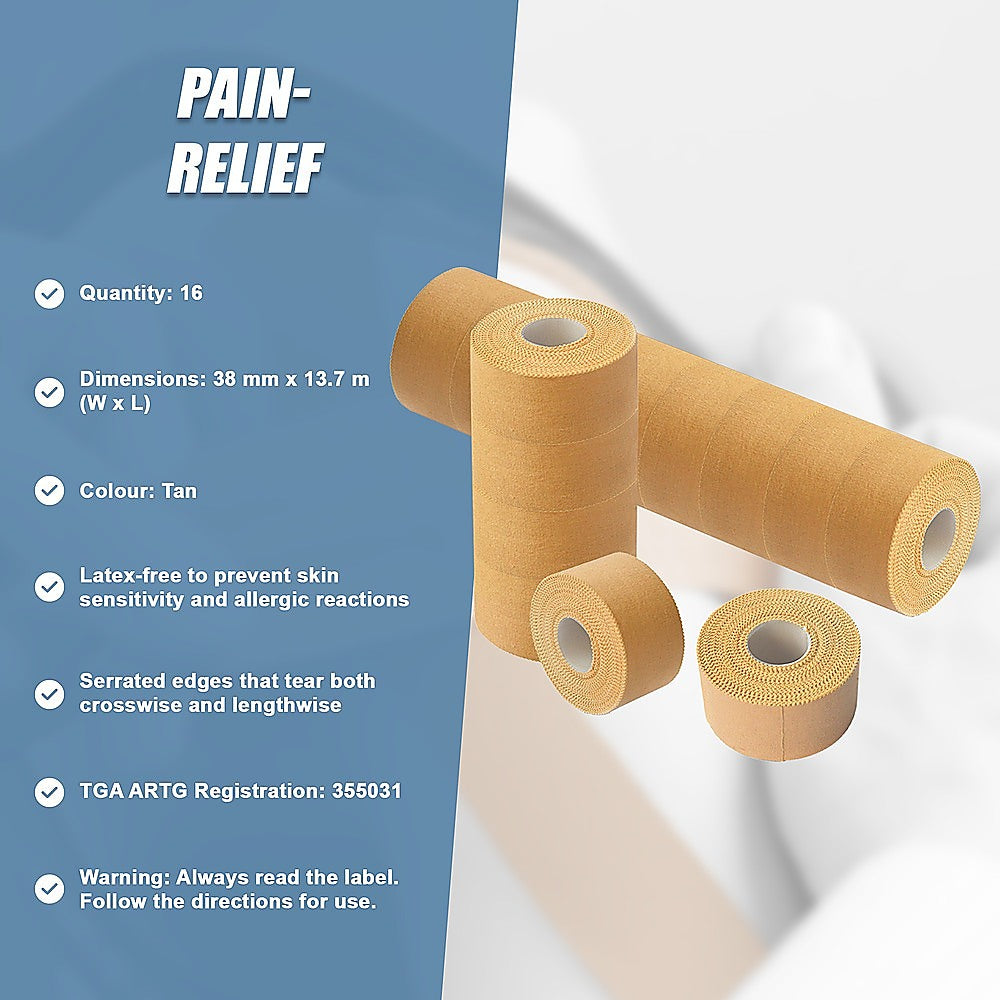 Premium Rigid Sports Strapping Tape - 16 Rolls x 38mm x 13.7m V63-825901