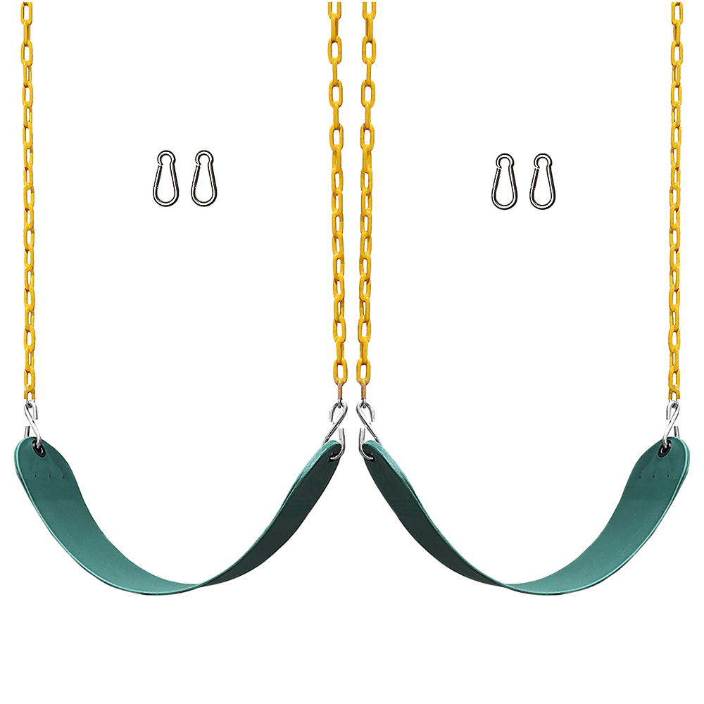 2 Pack Heavy Duty Playground Swing Seats with 66 Inch Plastic Coated Chains for Outdoor Backyard Play V63-825911