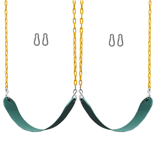 2 Pack Heavy Duty Playground Swing Seats with 66 Inch Plastic Coated Chains for Outdoor Backyard Play V63-825911