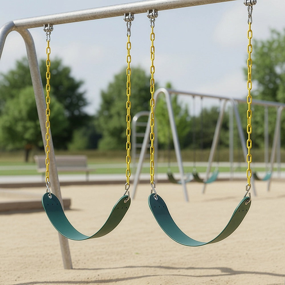 2 Pack Heavy Duty Playground Swing Seats with 66 Inch Plastic Coated Chains for Outdoor Backyard Play V63-825911