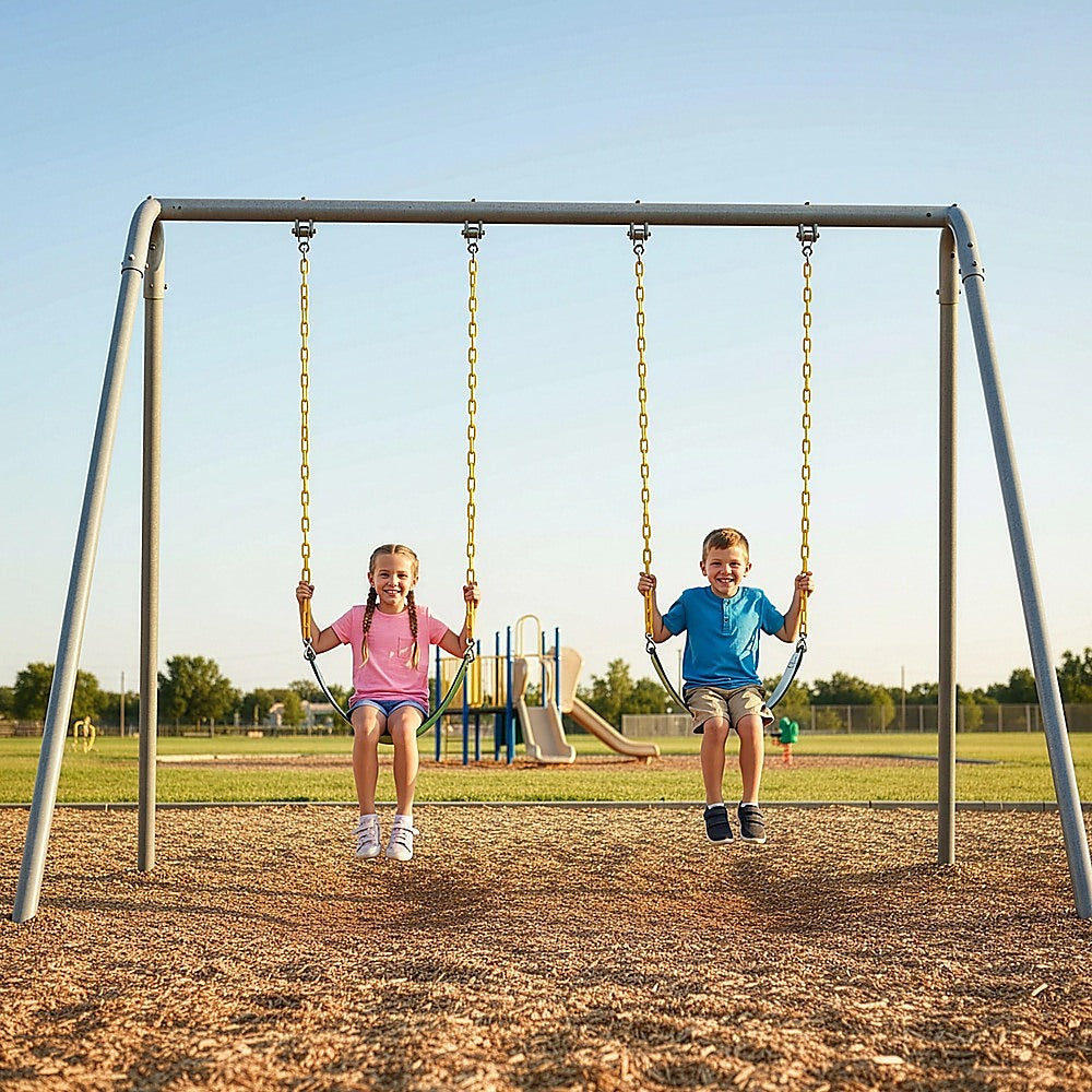 2 Pack Heavy Duty Playground Swing Seats with 66 Inch Plastic Coated Chains for Outdoor Backyard Play V63-825911