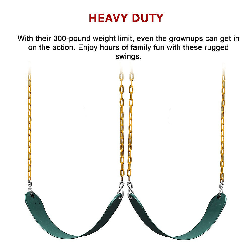 2 Pack Heavy Duty Playground Swing Seats with 66 Inch Plastic Coated Chains for Outdoor Backyard Play V63-825911