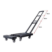 Foldable Hand Flatbed Trolley Cart 6 x 360 Degree Rotating Wheels with Maximum Load 200Kg V63-825941