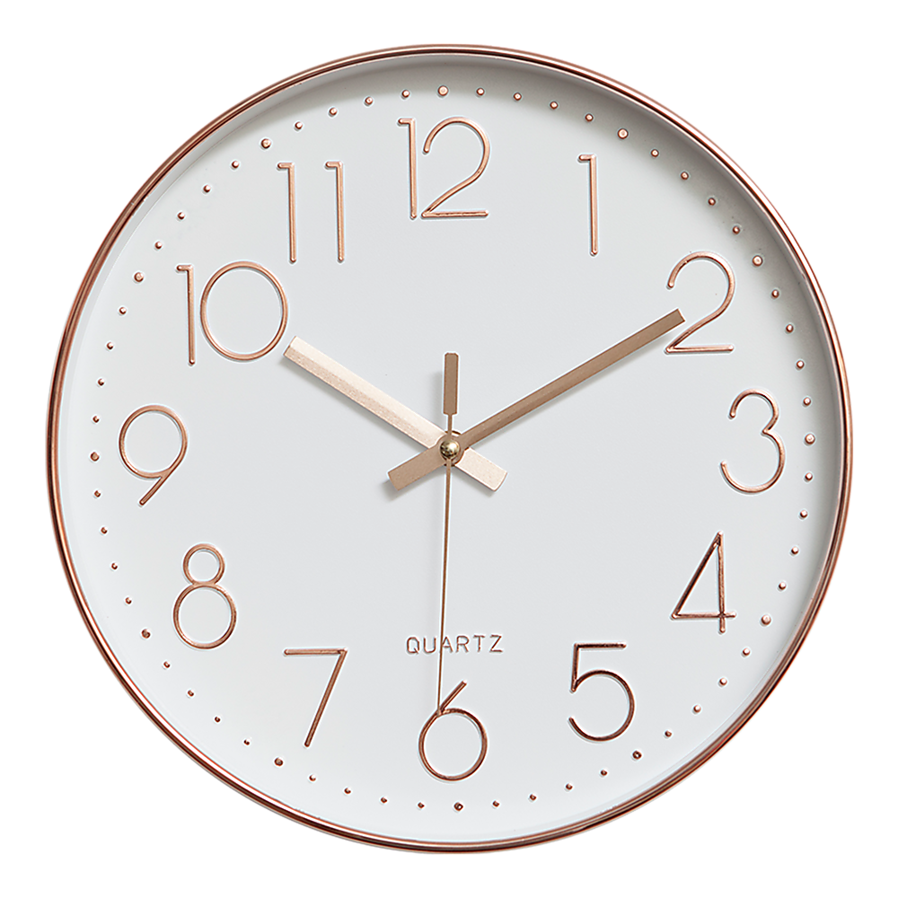 Modern Rose Gold Wall Clock - Silent Non-Ticking Quartz Battery Operated Design V63-825981