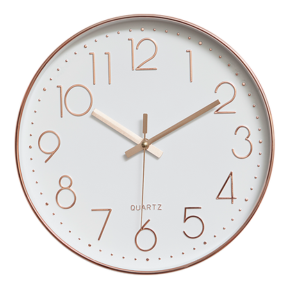 Modern Rose Gold Wall Clock - Silent Non-Ticking Quartz Battery Operated Design V63-825981
