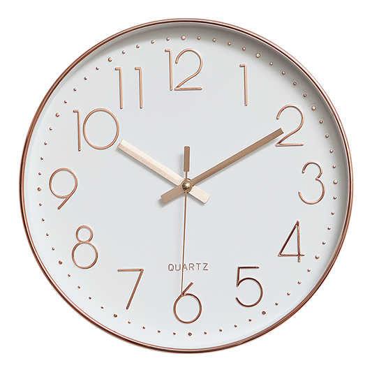 Modern Rose Gold Wall Clock - Silent Non-Ticking Quartz Battery Operated Design V63-825981