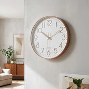Modern Rose Gold Wall Clock - Silent Non-Ticking Quartz Battery Operated Design V63-825981