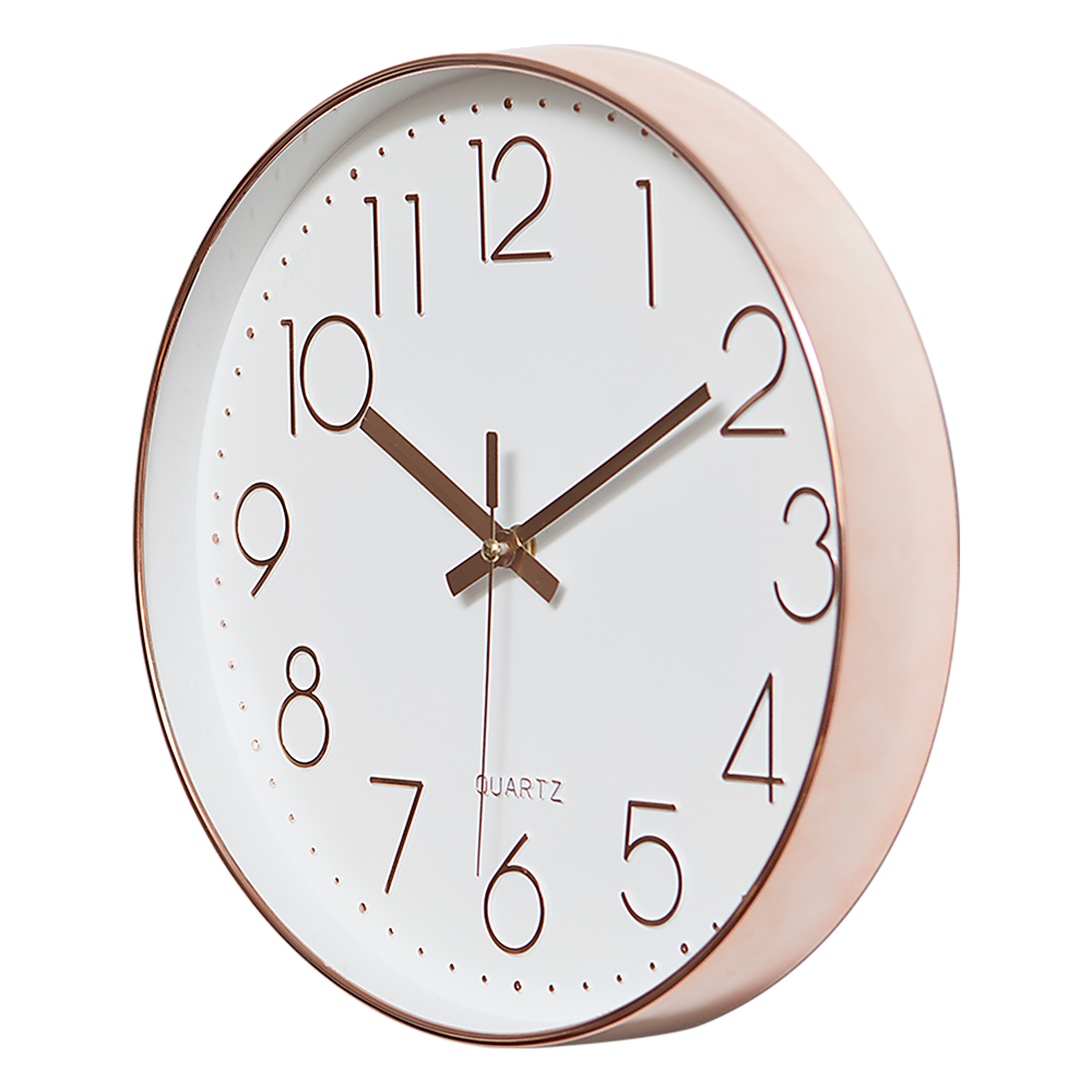 Modern Rose Gold Wall Clock - Silent Non-Ticking Quartz Battery Operated Design V63-825981