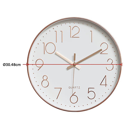 Modern Rose Gold Wall Clock - Silent Non-Ticking Quartz Battery Operated Design V63-825981