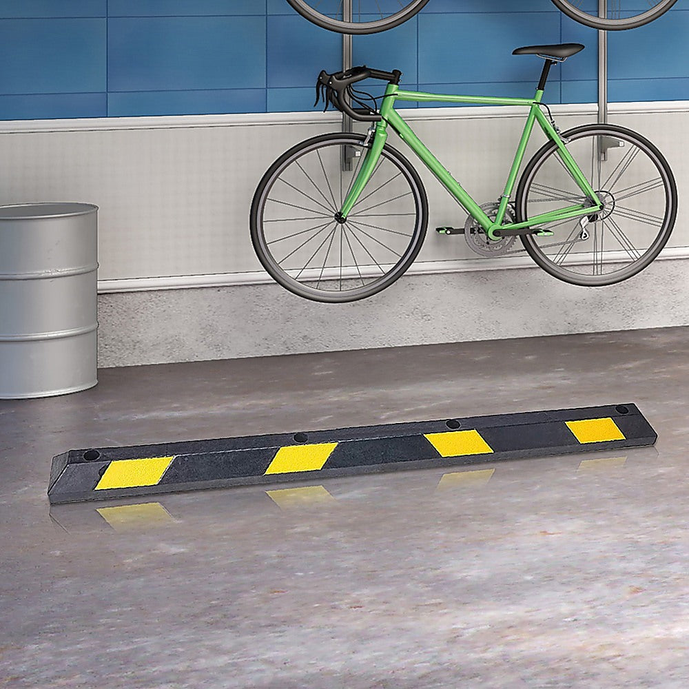 180cm Heavy Duty Rubber Curb Parking Guide Wheel Driveway Stopper Reflective Yellow V63-826011