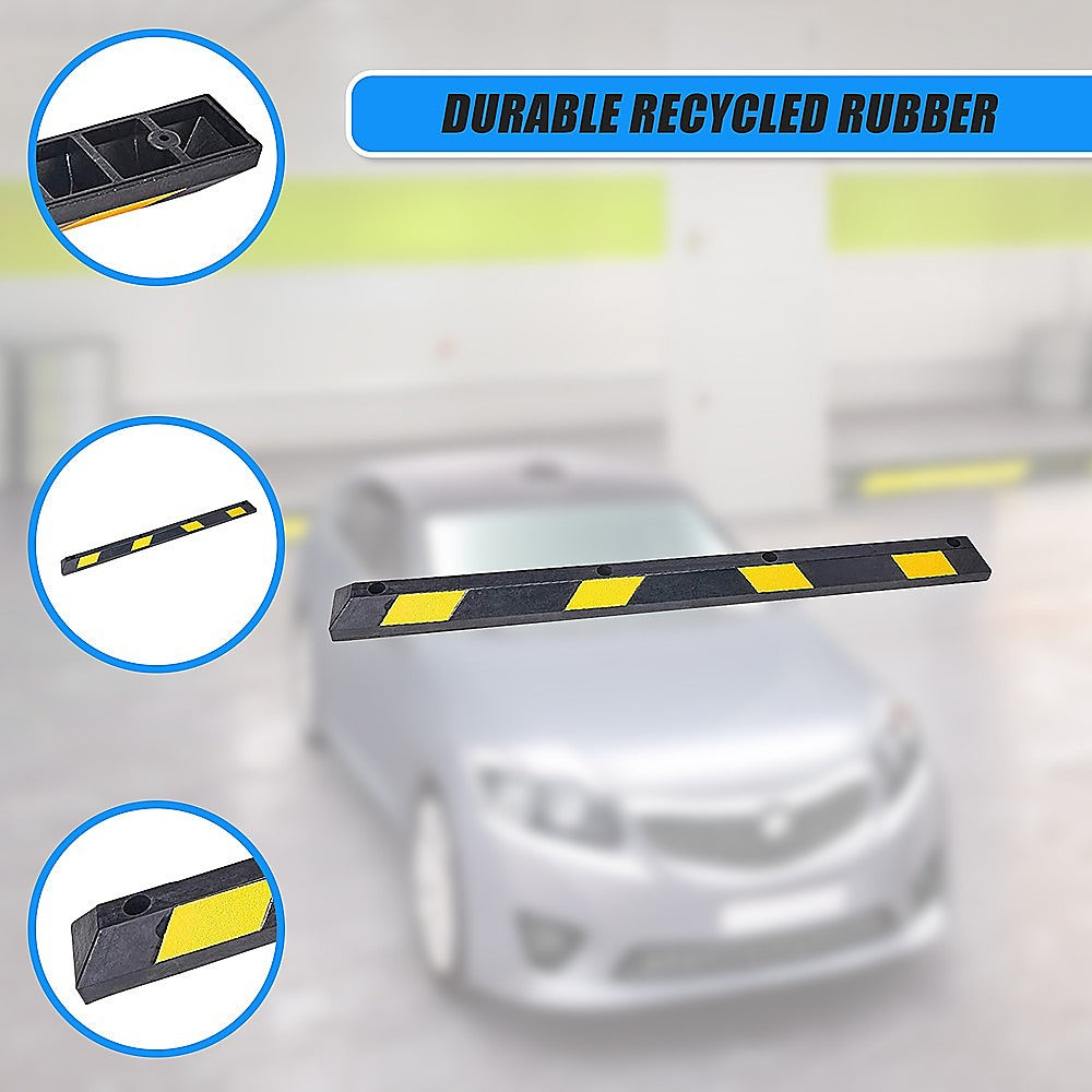 180cm Heavy Duty Rubber Curb Parking Guide Wheel Driveway Stopper Reflective Yellow V63-826011