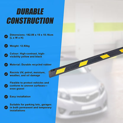 180cm Heavy Duty Rubber Curb Parking Guide Wheel Driveway Stopper Reflective Yellow V63-826011