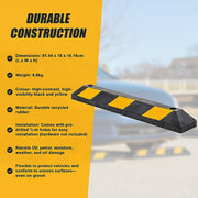 90cm Heavy Duty Rubber Curb Parking Guide Wheel Driveway Stopper Reflective Yellow