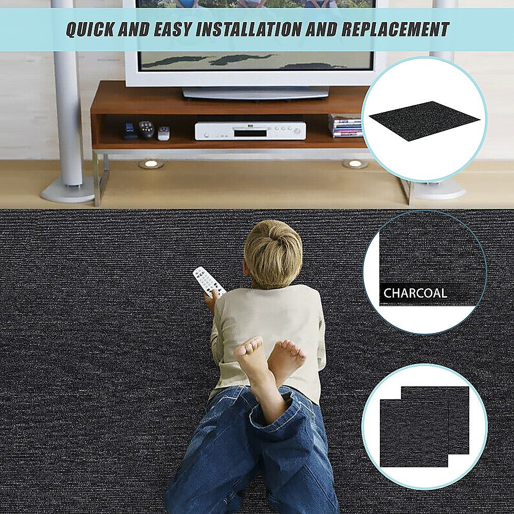 5m2 Box of Premium Carpet Tiles Commercial Domestic Office Heavy Use Flooring Charcoal V63-826031