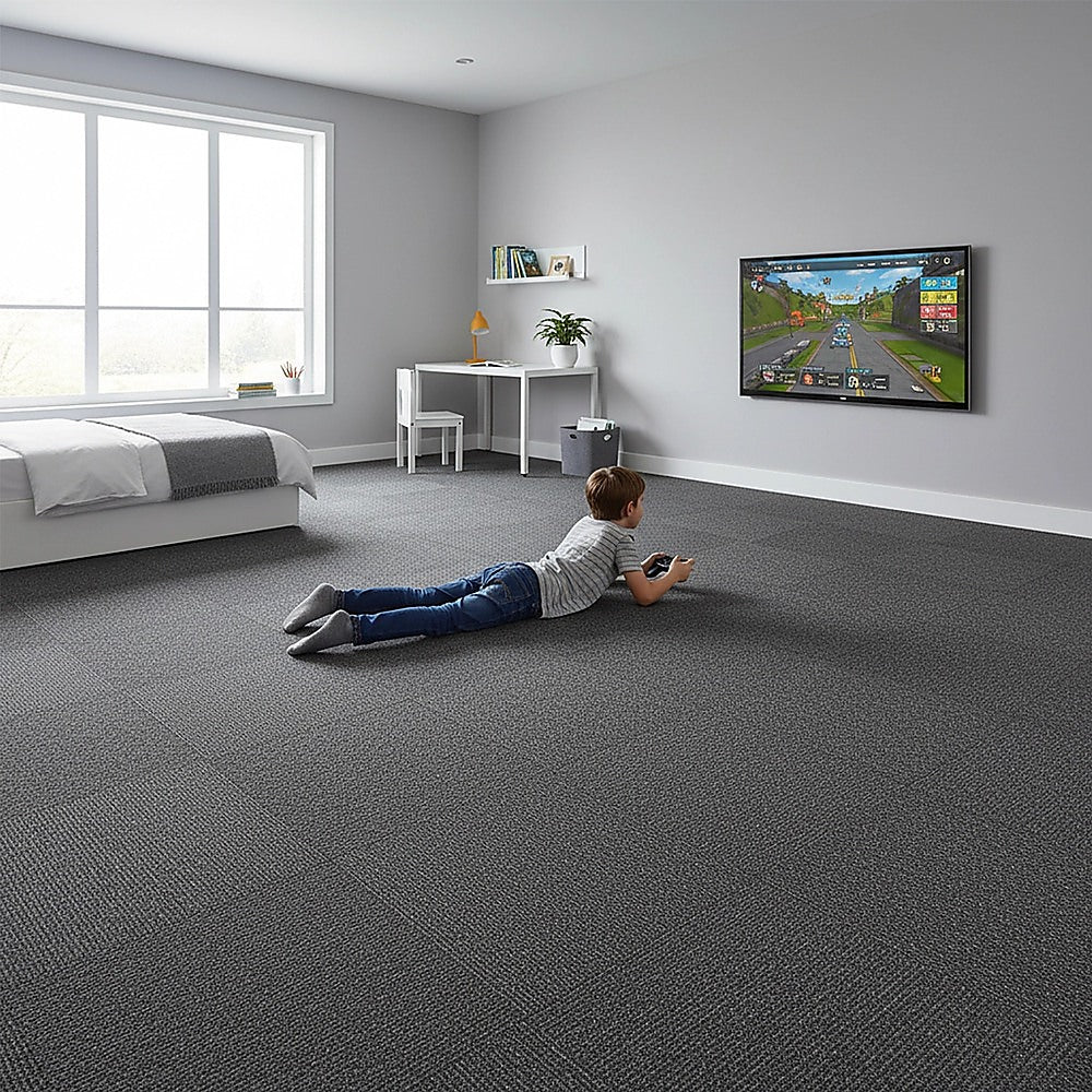 5m2 Box of Premium Carpet Tiles Commercial Domestic Office Heavy Use Flooring Charcoal V63-826031