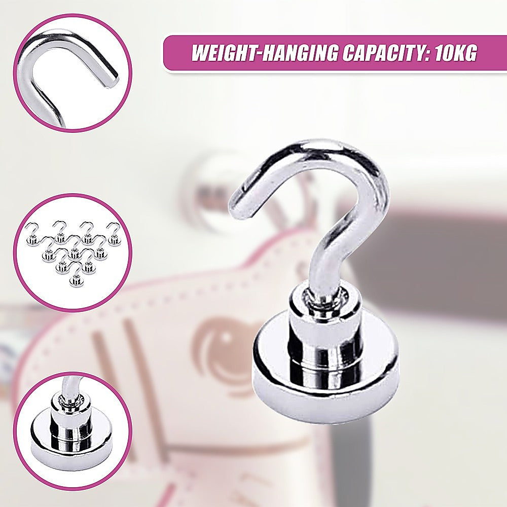 10x Strong Rare Earth N38 Neodymium Magnetic Hanger Holder 10kg Magnet Hooks V63-826061