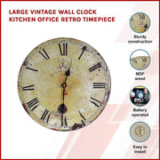 Large Vintage Wall Clock Kitchen Office Retro Timepiece V63-826071