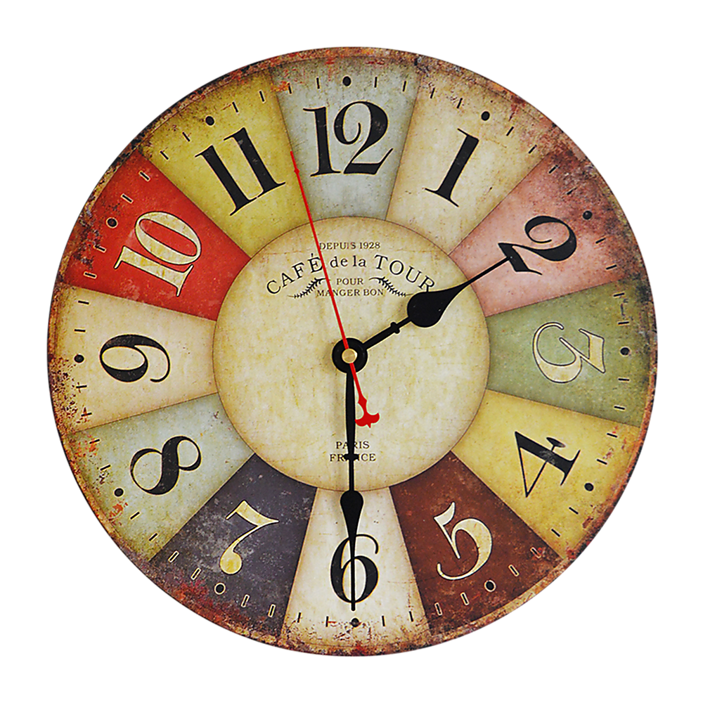 Large Colourful Wall Clock Kitchen Office Retro Timepiece V63-826091