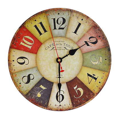 Large Colourful Wall Clock Kitchen Office Retro Timepiece V63-826091