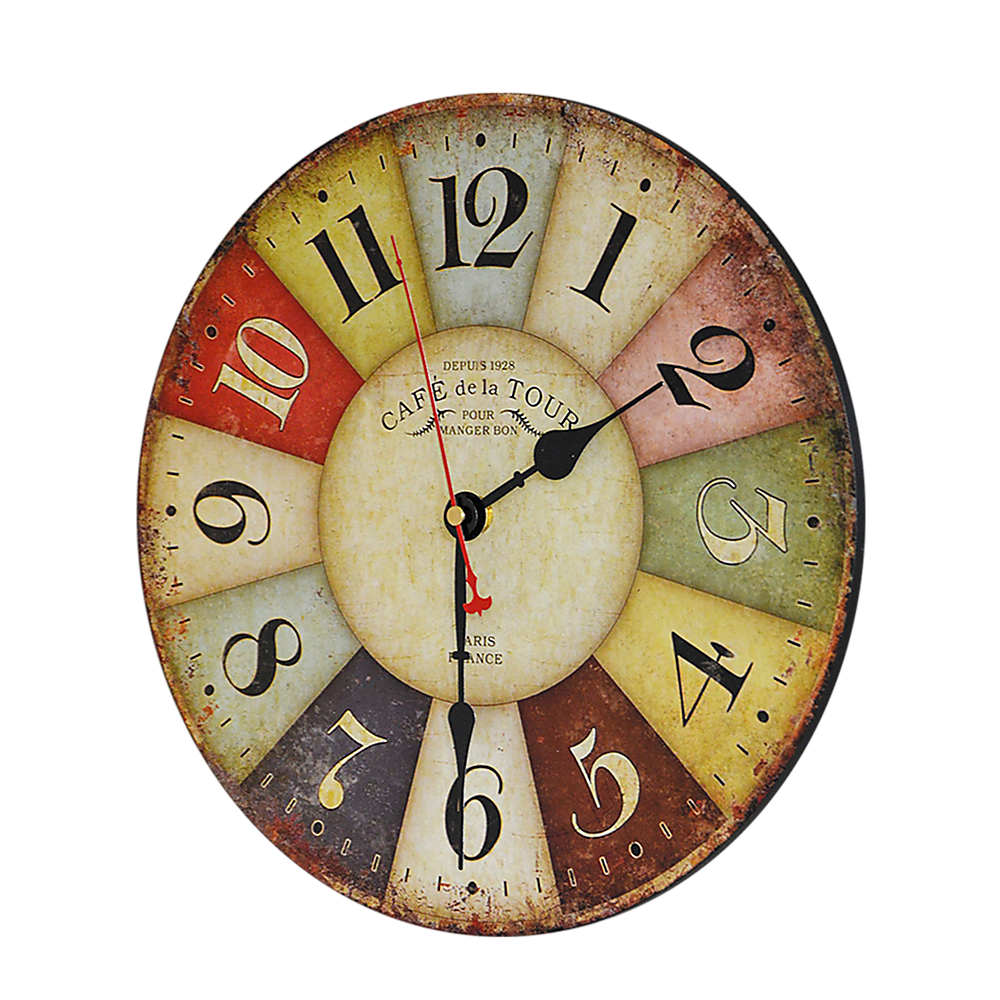 Large Colourful Wall Clock Kitchen Office Retro Timepiece V63-826091