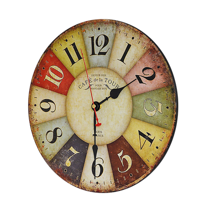 Large Colourful Wall Clock Kitchen Office Retro Timepiece V63-826091