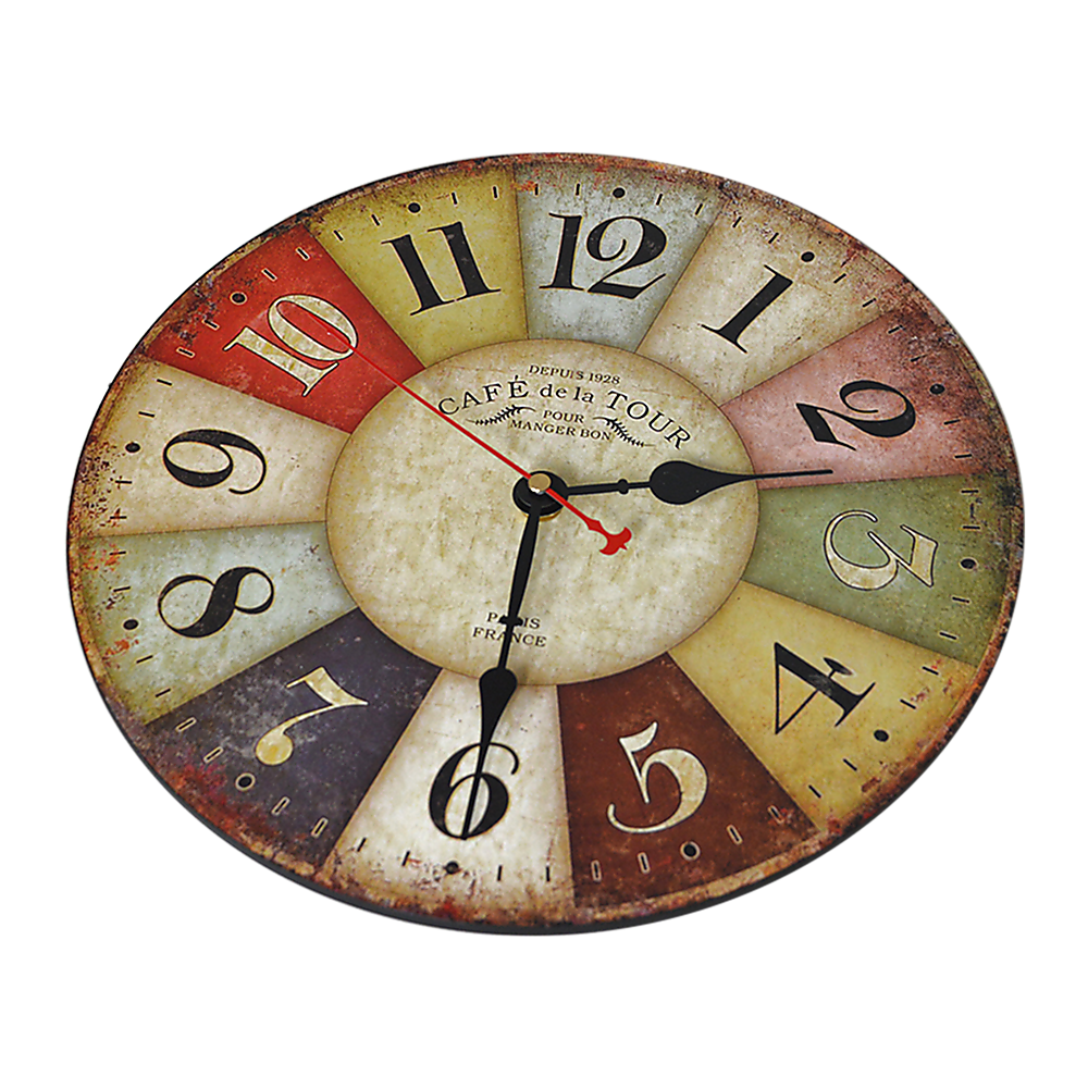 Large Colourful Wall Clock Kitchen Office Retro Timepiece V63-826091