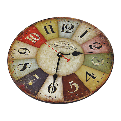 Large Colourful Wall Clock Kitchen Office Retro Timepiece V63-826091