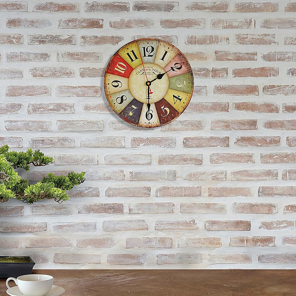 Large Colourful Wall Clock Kitchen Office Retro Timepiece V63-826091