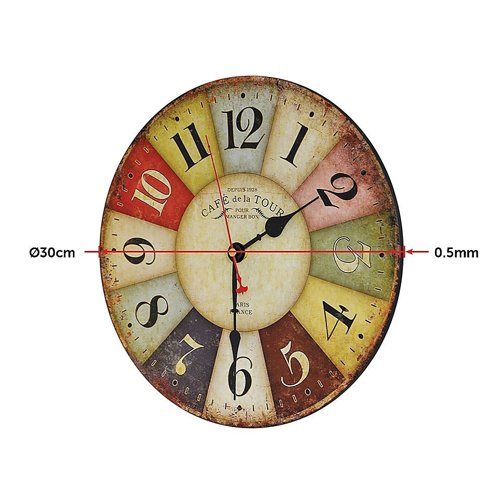 Large Colourful Wall Clock Kitchen Office Retro Timepiece V63-826091